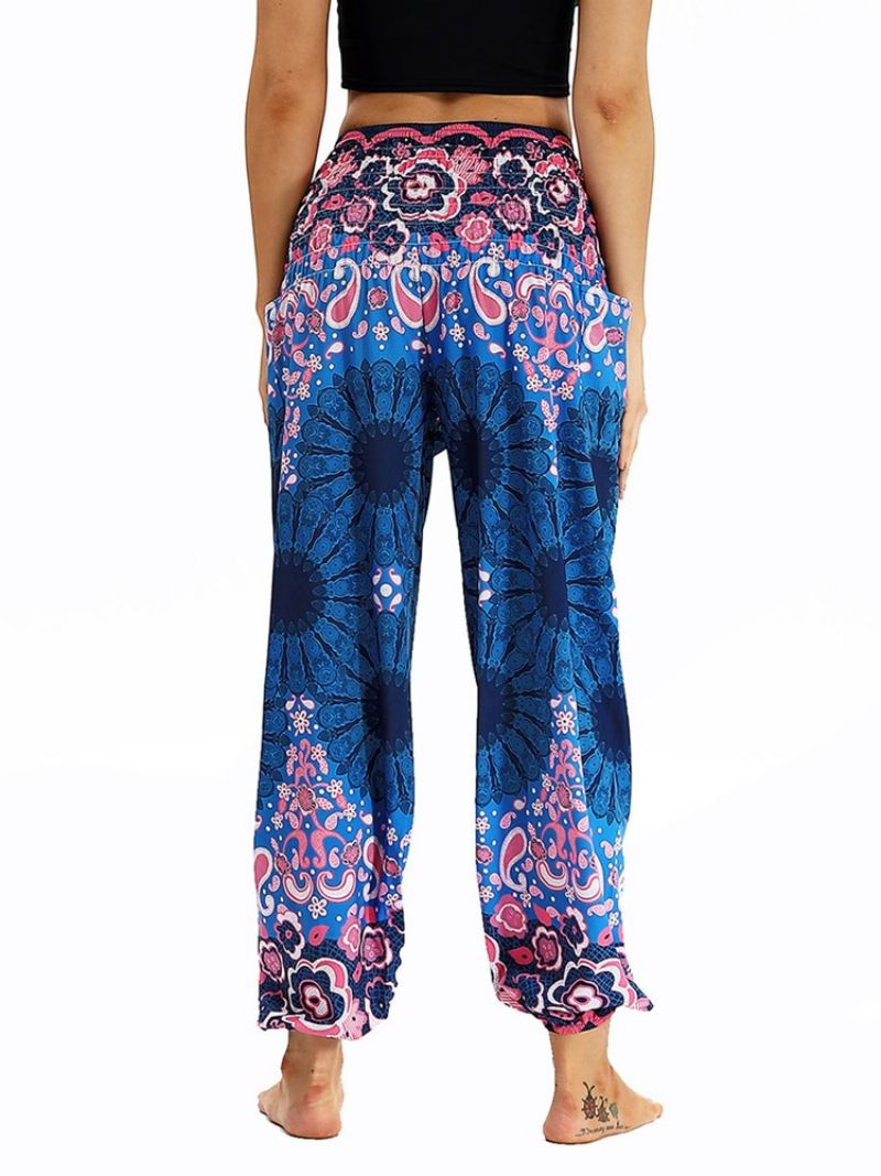 Boho Print Elastisk Talje Yoga Harem Joggerbukser