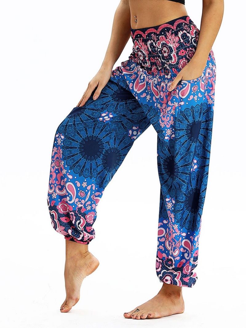 Boho Print Elastisk Talje Yoga Harem Joggerbukser