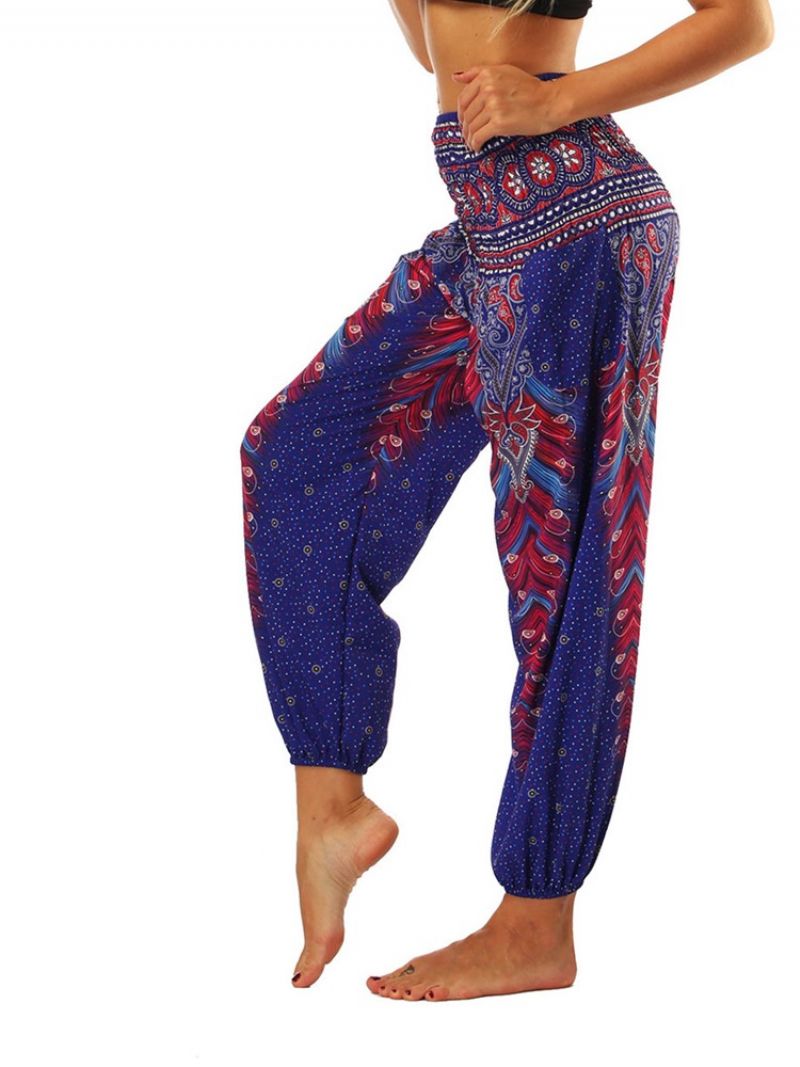 Boho Yoga Harem Bukser Med Geometrisk Tryk