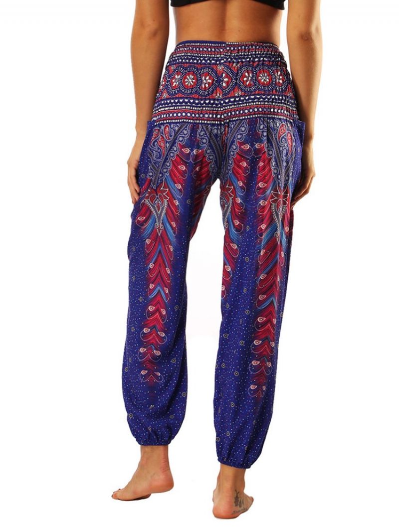 Boho Yoga Harem Bukser Med Geometrisk Tryk