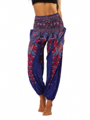 Boho Yoga Harem Bukser Med Geometrisk Tryk