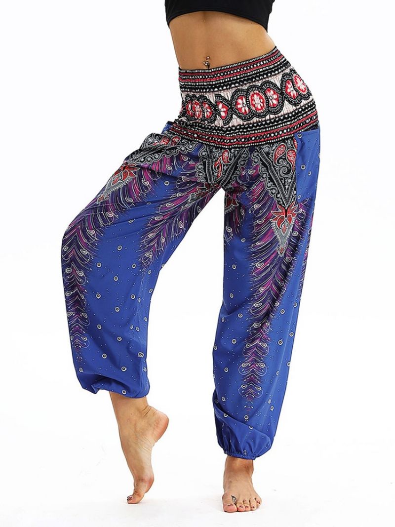 Boho Yoga Harem Bukser Med Geometrisk Tryk