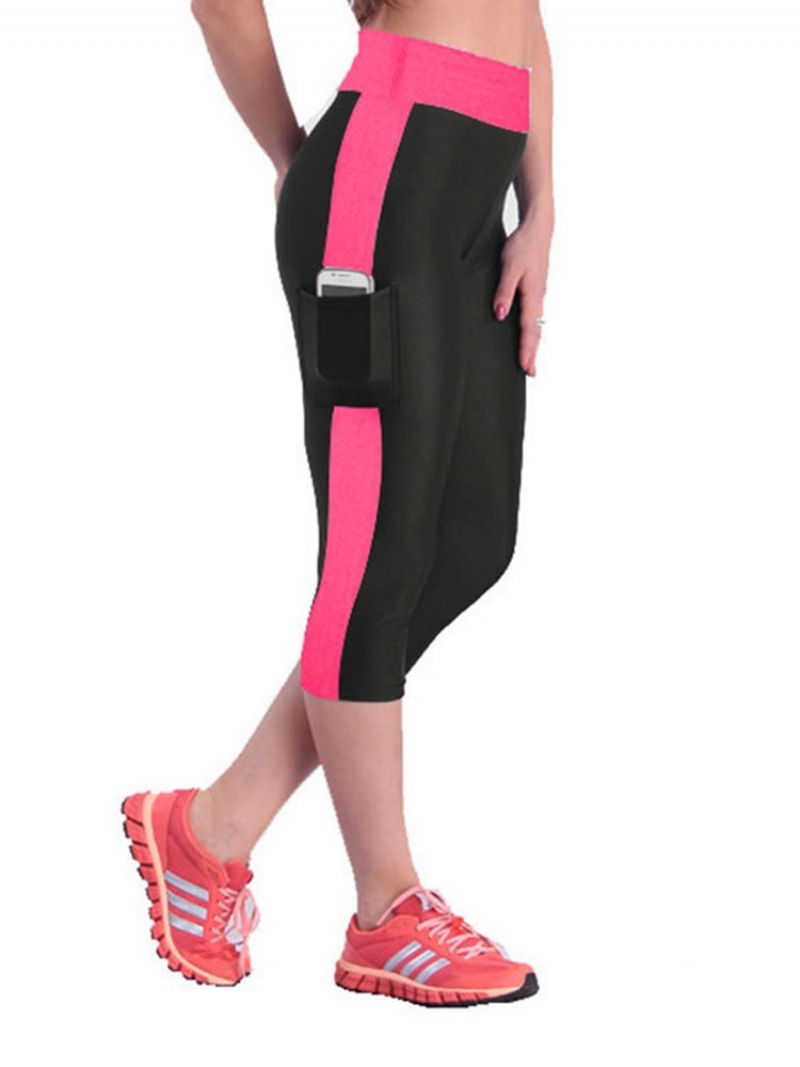 Color Block Åndbare Mid-Calf Sports Gym Short Leggings