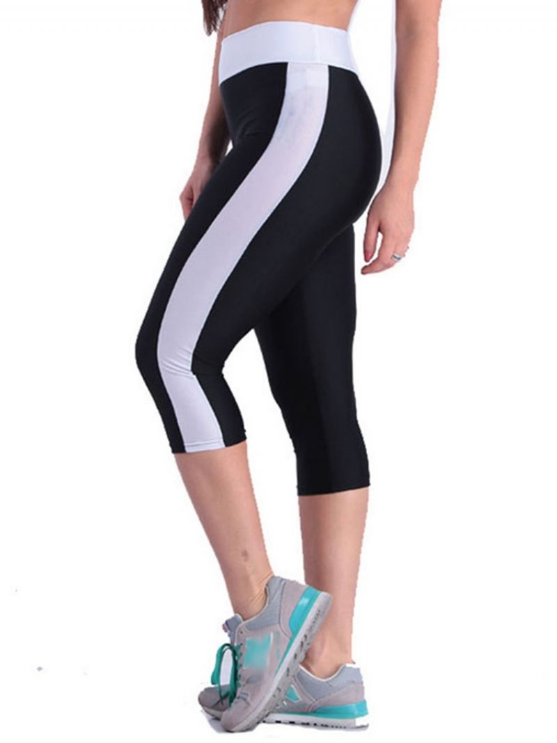 Color Block Åndbare Mid-Calf Sports Gym Short Leggings