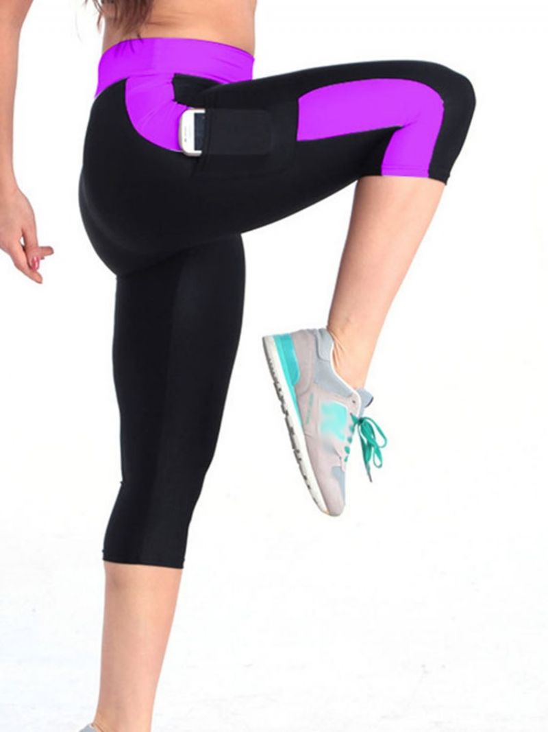 Color Block Åndbare Mid-Calf Sports Gym Short Leggings