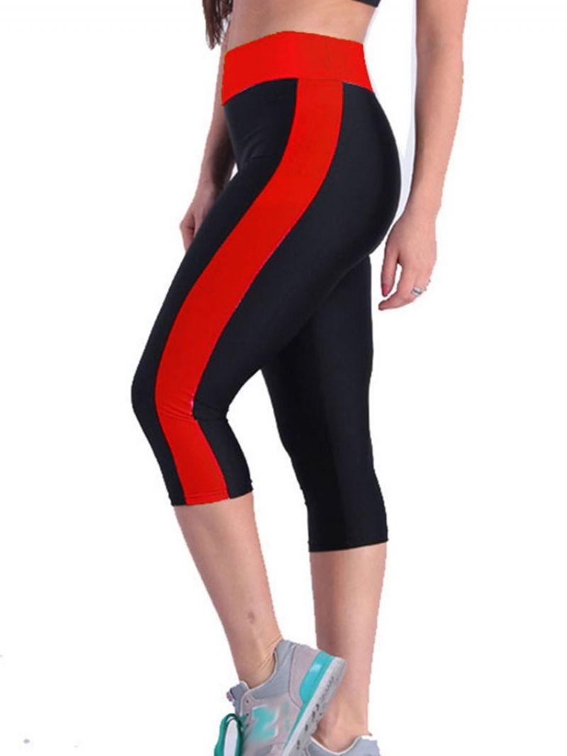 Color Block Åndbare Mid-Calf Sports Gym Short Leggings