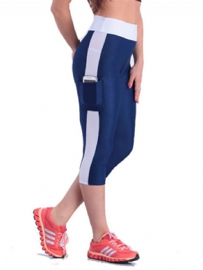 Color Block Åndbare Mid-Calf Sports Gym Short Leggings