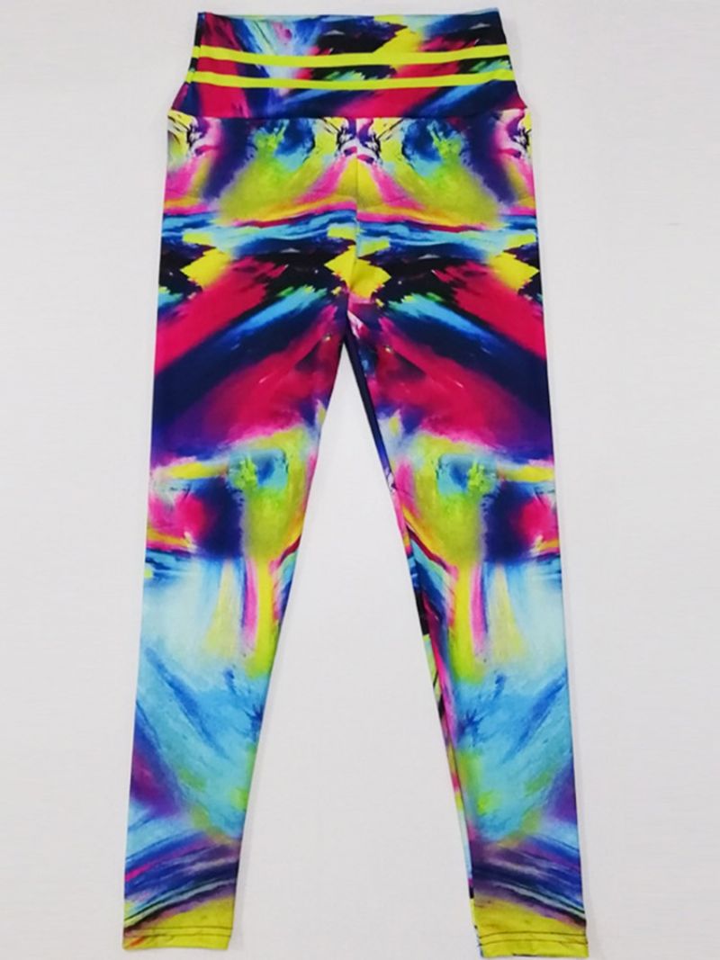 Color Block Print Åndbar Gym Sports Yoga Leggings Yogabukser Højtaljet Tiktok Leggings