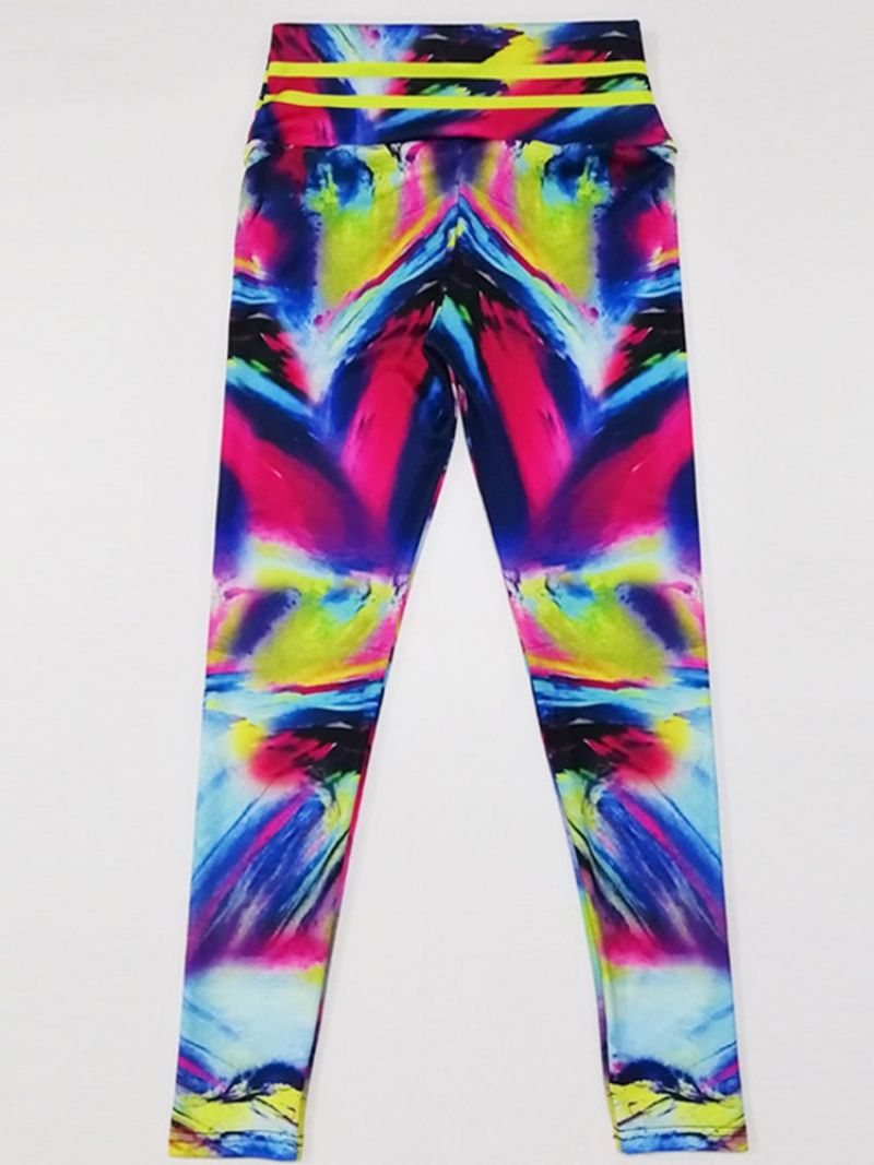 Color Block Print Åndbar Gym Sports Yoga Leggings Yogabukser Højtaljet Tiktok Leggings