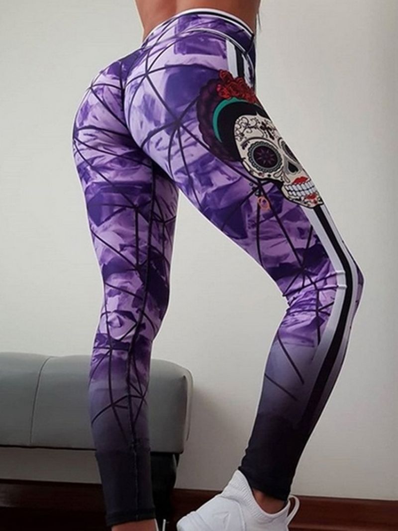 Color Block Print Fuld Længde Gym Sports Yoga Bukser Højtaljet Tiktok Leggings