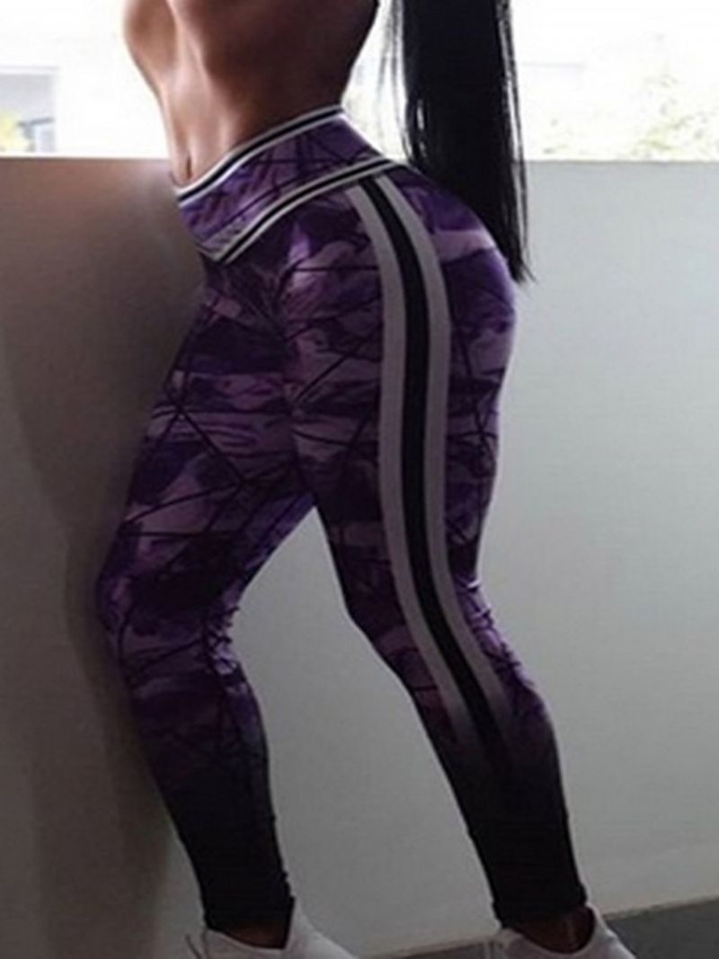 Color Block Print Fuld Længde Gym Sports Yoga Bukser Højtaljet Tiktok Leggings