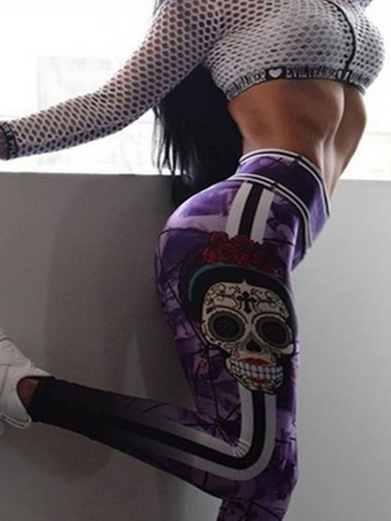 Color Block Print Fuld Længde Gym Sports Yoga Bukser Højtaljet Tiktok Leggings