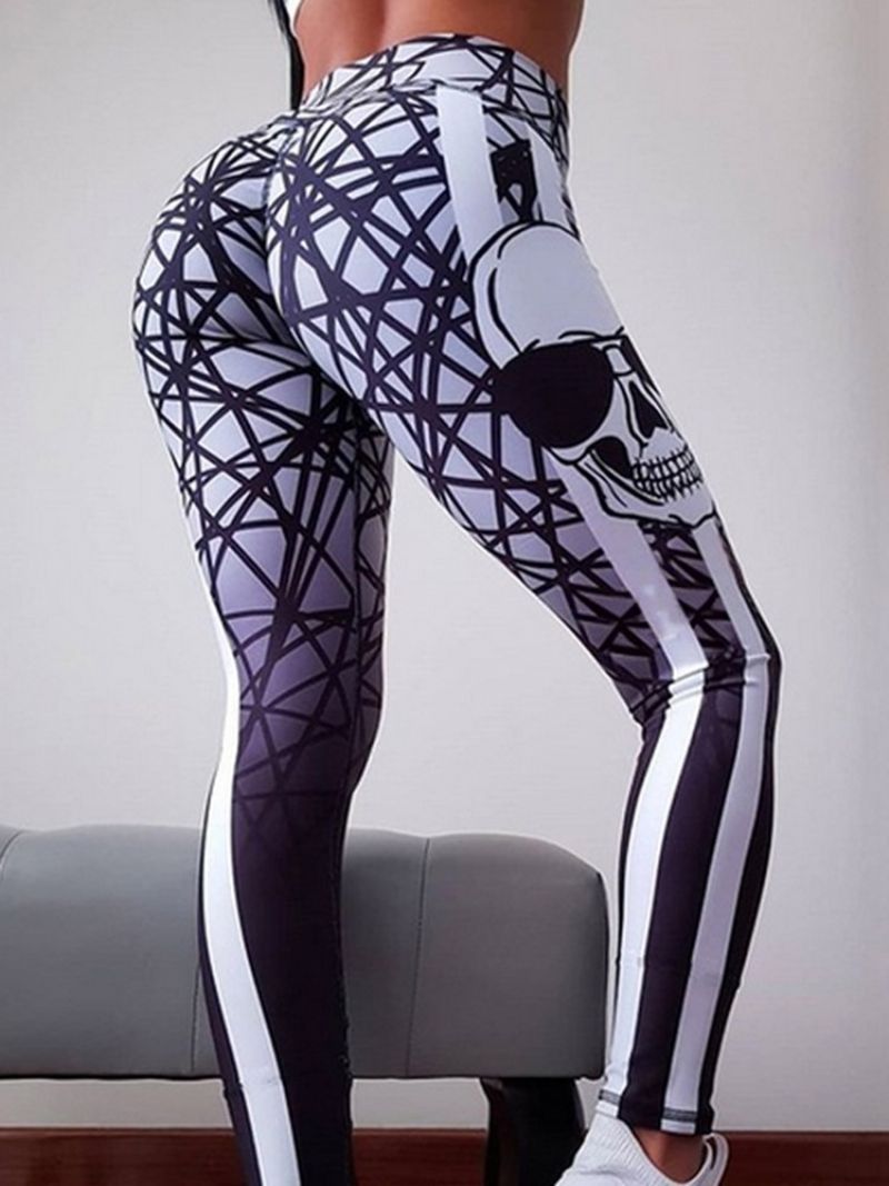 Color Block Print Fuld Længde Gym Sports Yoga Bukser Højtaljet Tiktok Leggings