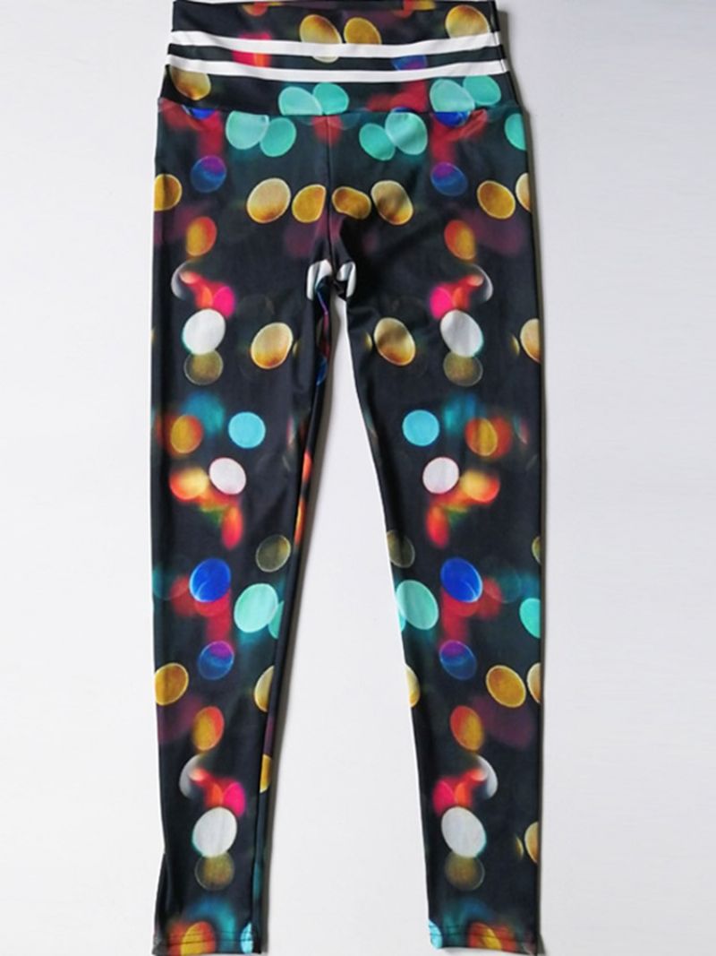 Color Block Print Gym Sports Yoga Bukser Tiktok Leggings Med Høj Talje