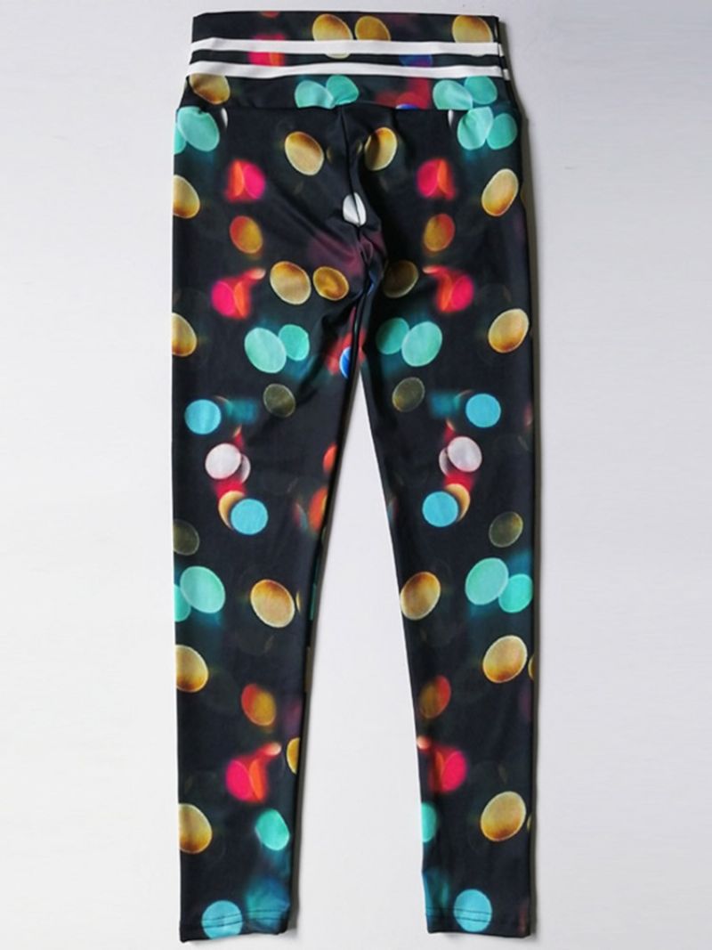 Color Block Print Gym Sports Yoga Bukser Tiktok Leggings Med Høj Talje