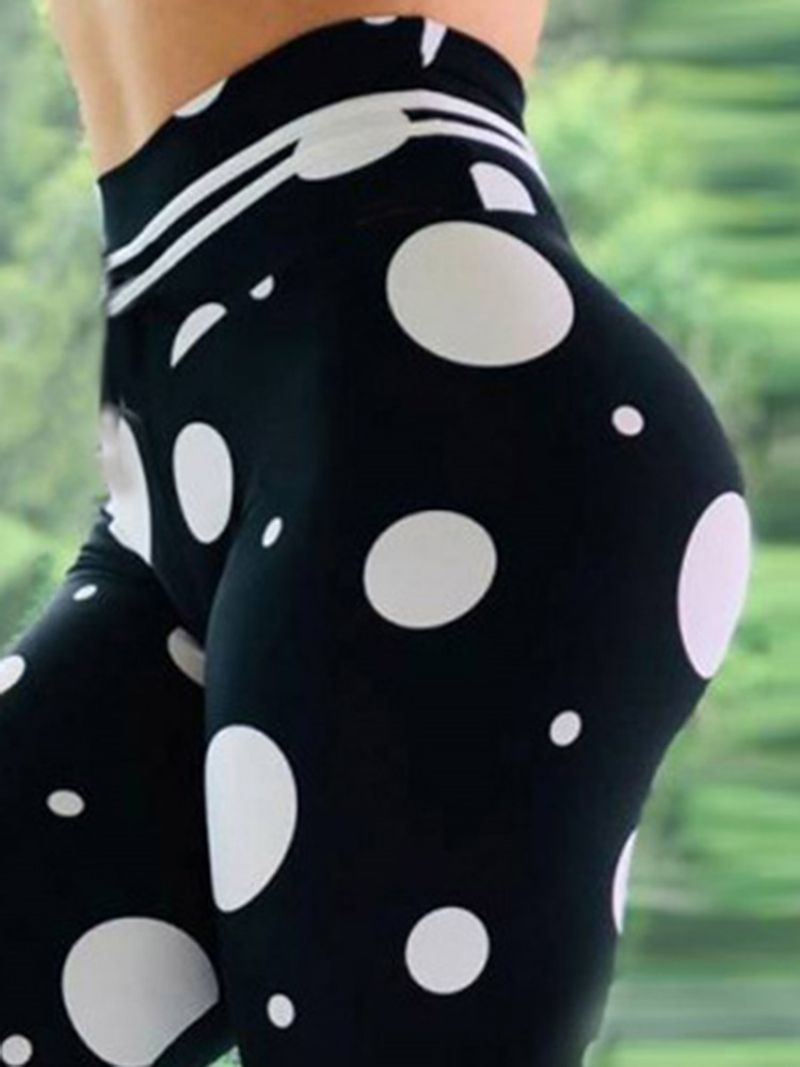 Dameprint Polka Dots Yogabukser I Fuld Længde Tiktok-Leggings Med Høj Talje