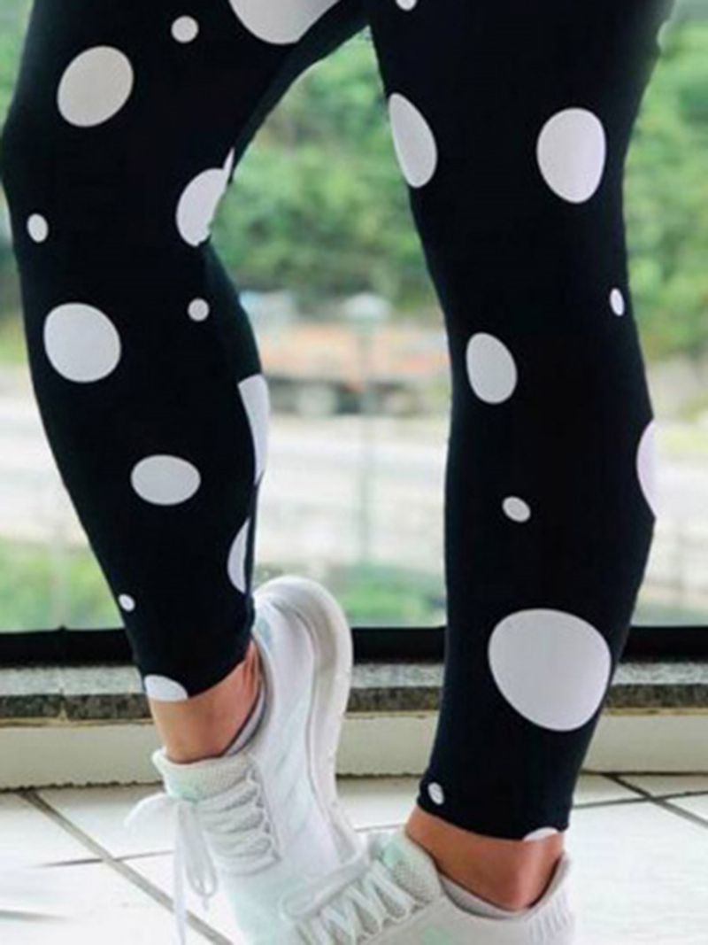 Dameprint Polka Dots Yogabukser I Fuld Længde Tiktok-Leggings Med Høj Talje