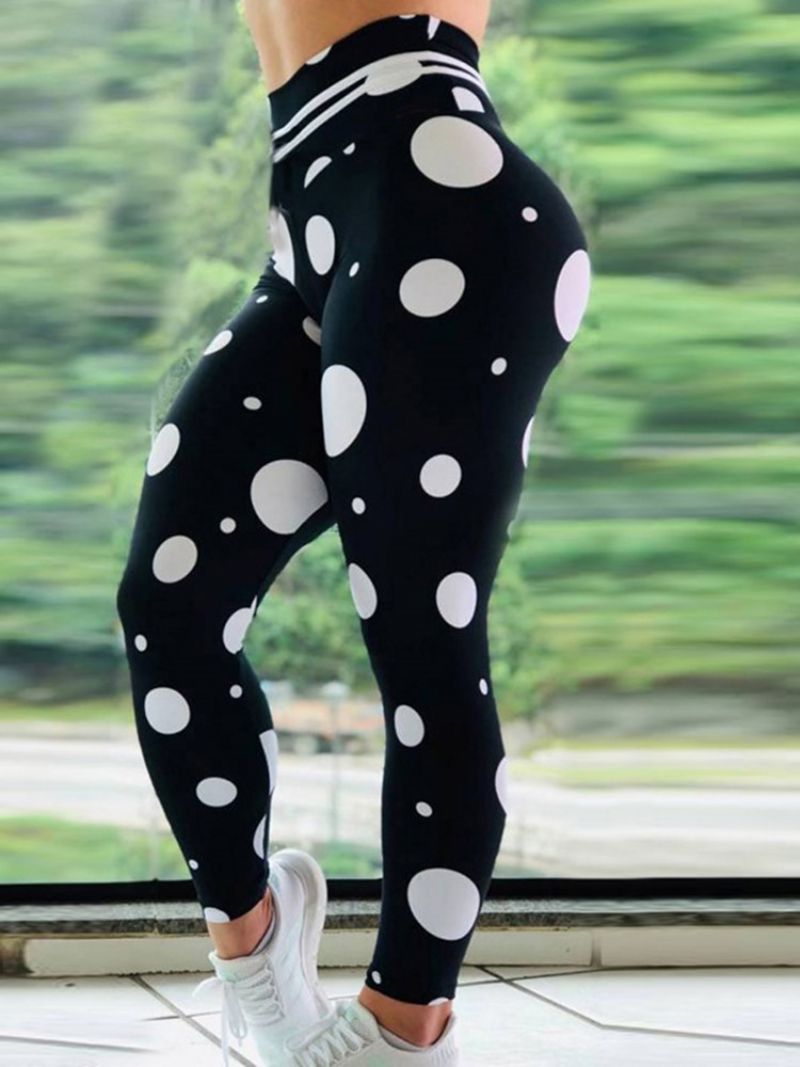 Dameprint Polka Dots Yogabukser I Fuld Længde Tiktok-Leggings Med Høj Talje