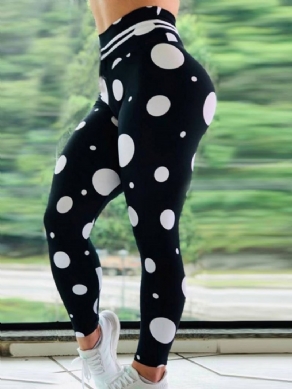 Dameprint Polka Dots Yogabukser I Fuld Længde Tiktok-Leggings Med Høj Talje