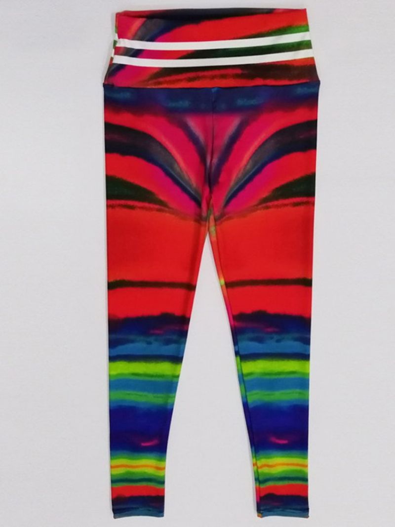 Gradient Polyester Åndbart Print Fuld Længde Yogabukser Højtaljede Tiktok Leggings