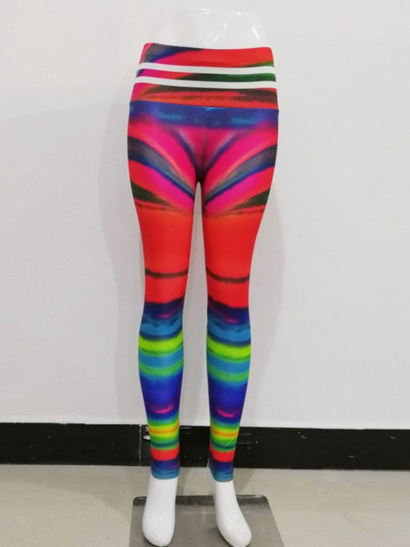 Gradient Polyester Åndbart Print Fuld Længde Yogabukser Højtaljede Tiktok Leggings