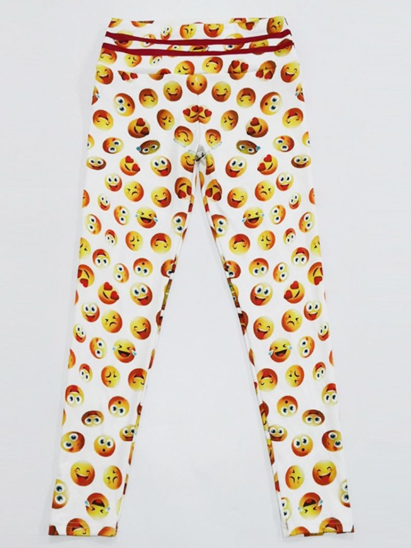 Humørikon Print Quick Dry Dame Leggings Yogabukser Højtalje Tiktok Leggings