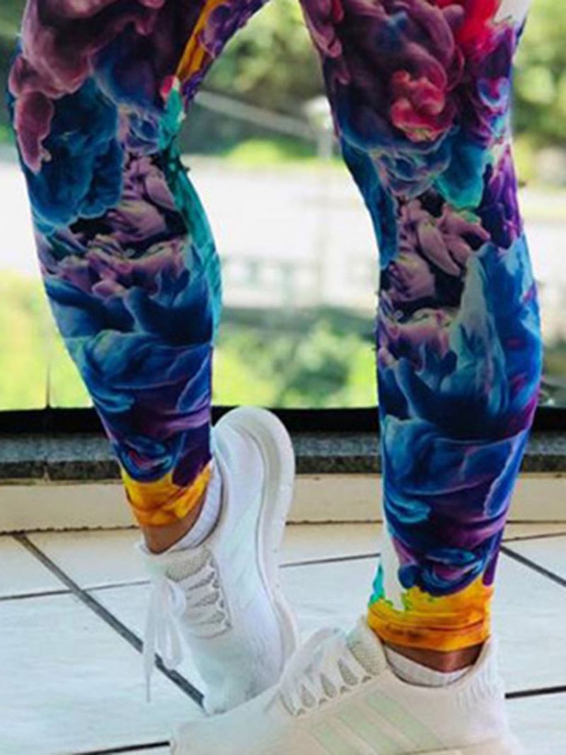 Kvinders Blomsterprint Gym Sport Fuld Længde Leggings Yogabukser Tiktok Leggings Med Høj Talje