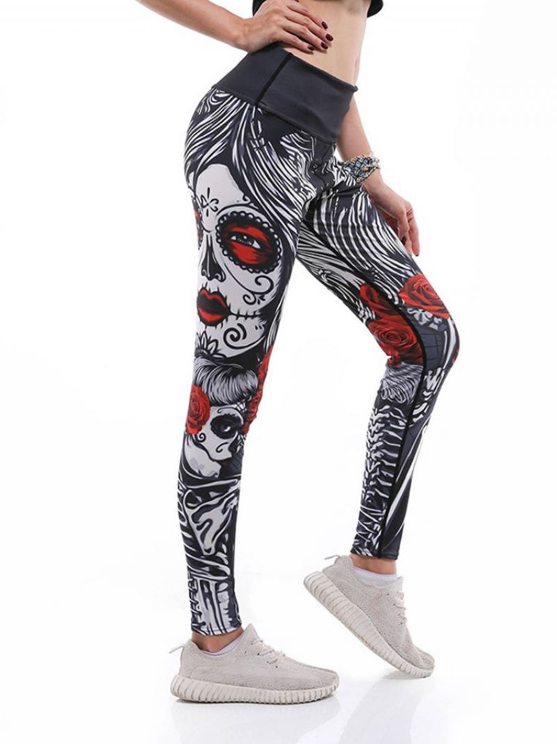 Kvinders Print Tegneserie Anti-Sved Gym Sports Yoga Bukser Tiktok Leggings Med Høj Talje