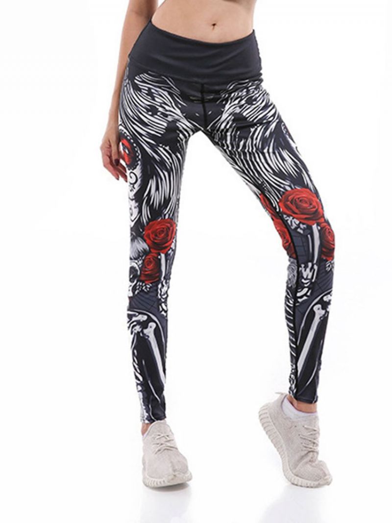 Kvinders Print Tegneserie Anti-Sved Gym Sports Yoga Bukser Tiktok Leggings Med Høj Talje