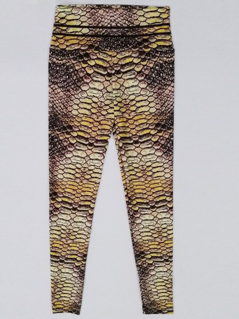 Kvinders Serpentinprint Gym Sport Højtaljede Leggings Yogabukser Højtaljede Tiktok Leggings