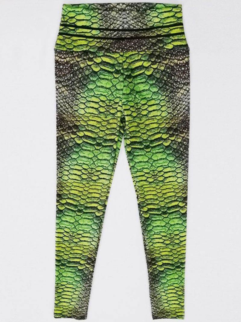 Kvinders Serpentinprint Gym Sport Højtaljede Leggings Yogabukser Højtaljede Tiktok Leggings