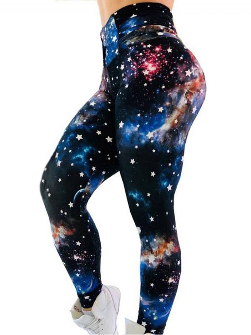 Kvinders Stjernehimmel Farveblokprint Gym Sports Yoga Leggings Yogabukser Tiktok Leggings Med Høj Talje