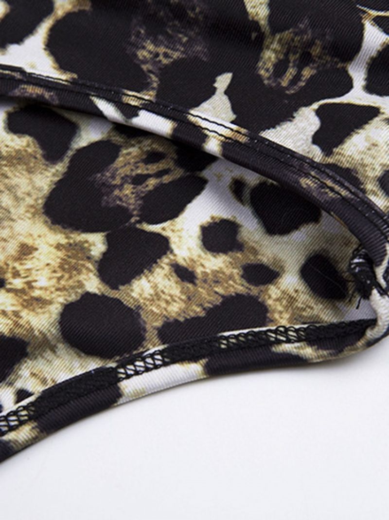 Leopard Polyesterprint Ærmeløse Tøjsæt I Fuld Længde