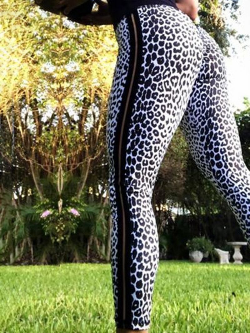 Leopardprint Åndbare Yogabukser Til Kvinder Tiktok-Leggings Med Høj Talje