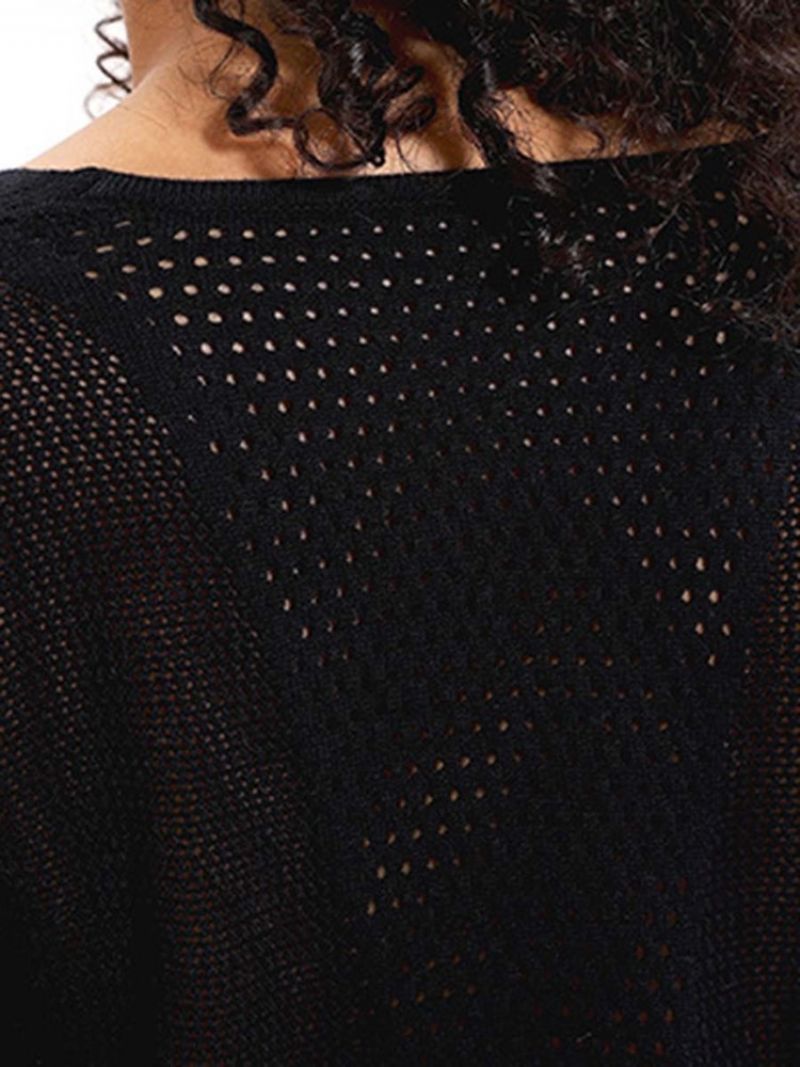 Mesh Patchwork Solid Anti-Sweat Akryl Pullover Toppe