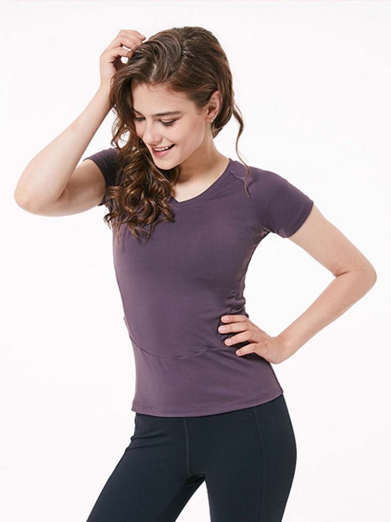 Nylon Quick Dry Solid Yoga Pullover T-Shirt