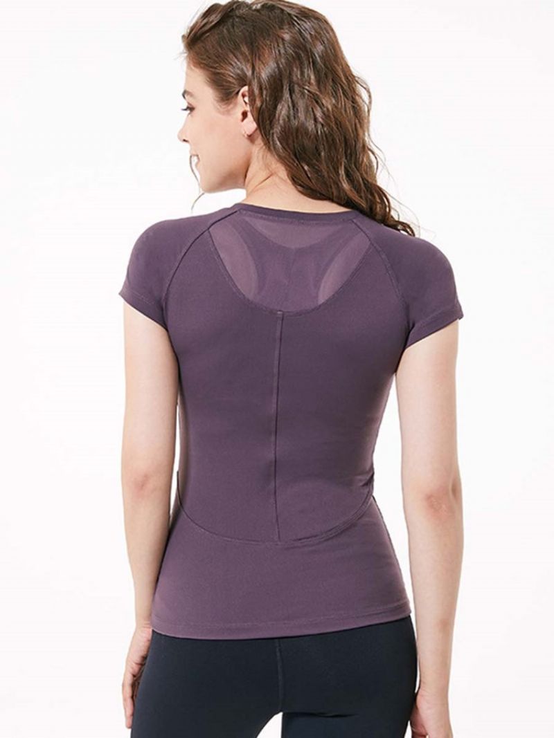 Nylon Quick Dry Solid Yoga Pullover T-Shirt