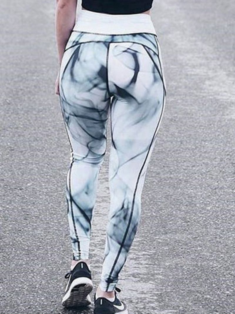 Print Hurtigtørrende Farveblok Åndbar Fuldlængde Leggings Yogabukser Højtalje Tiktok Leggings