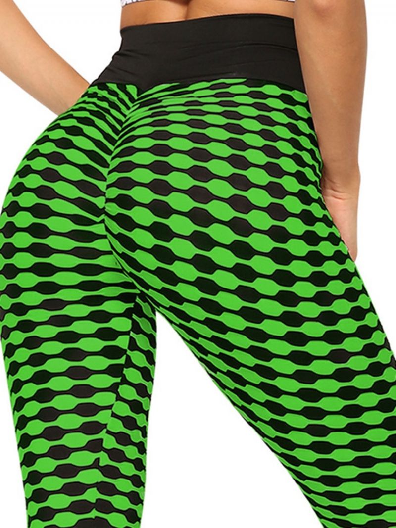 Print Stripe Anti-Sved Polyester Yogabukser Højtaljede Tiktok Leggings