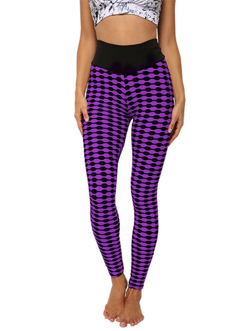 Print Stripe Anti-Sved Polyester Yogabukser Højtaljede Tiktok Leggings