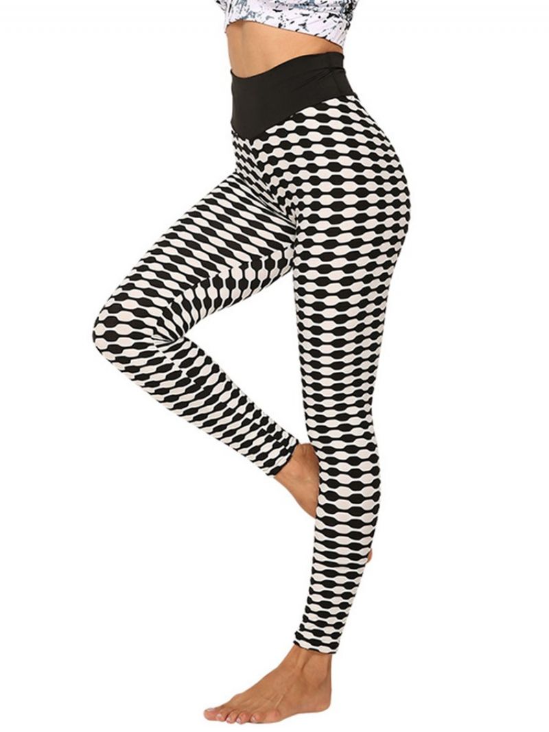 Print Stripe Anti-Sved Polyester Yogabukser Højtaljede Tiktok Leggings