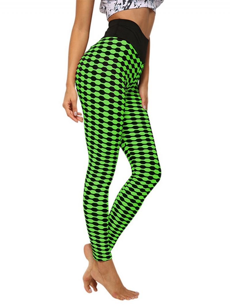 Print Stripe Anti-Sved Polyester Yogabukser Højtaljede Tiktok Leggings