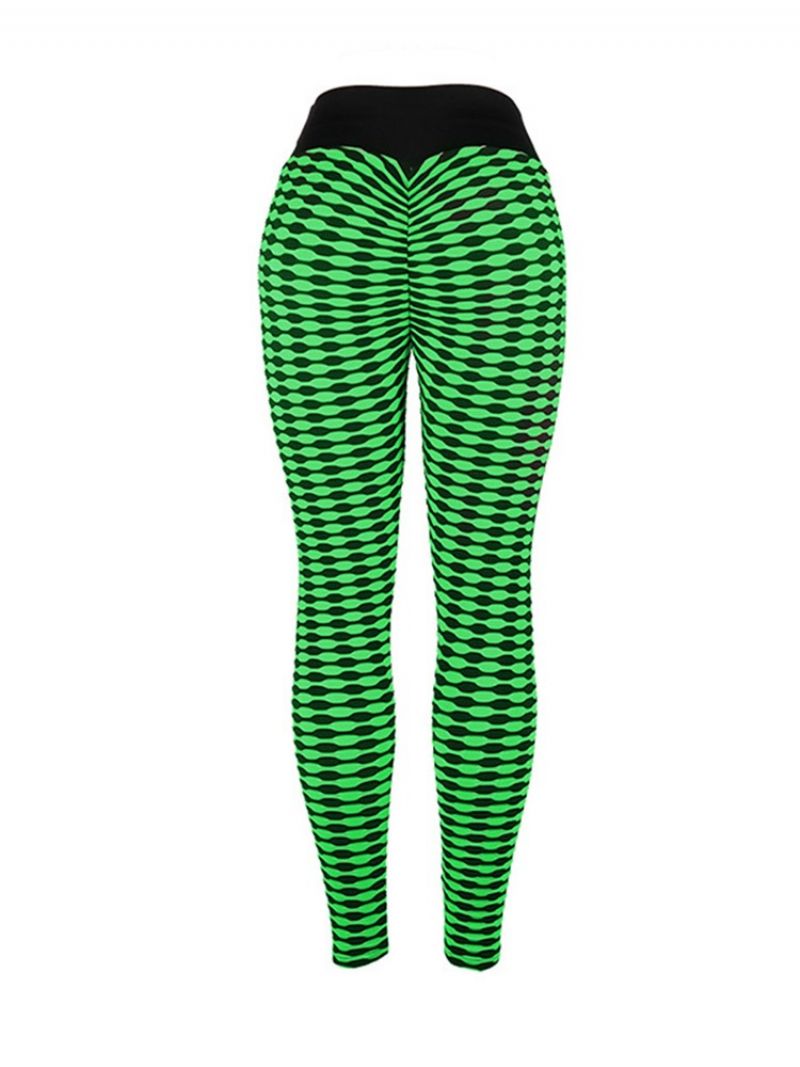 Print Stripe Anti-Sved Polyester Yogabukser Højtaljede Tiktok Leggings