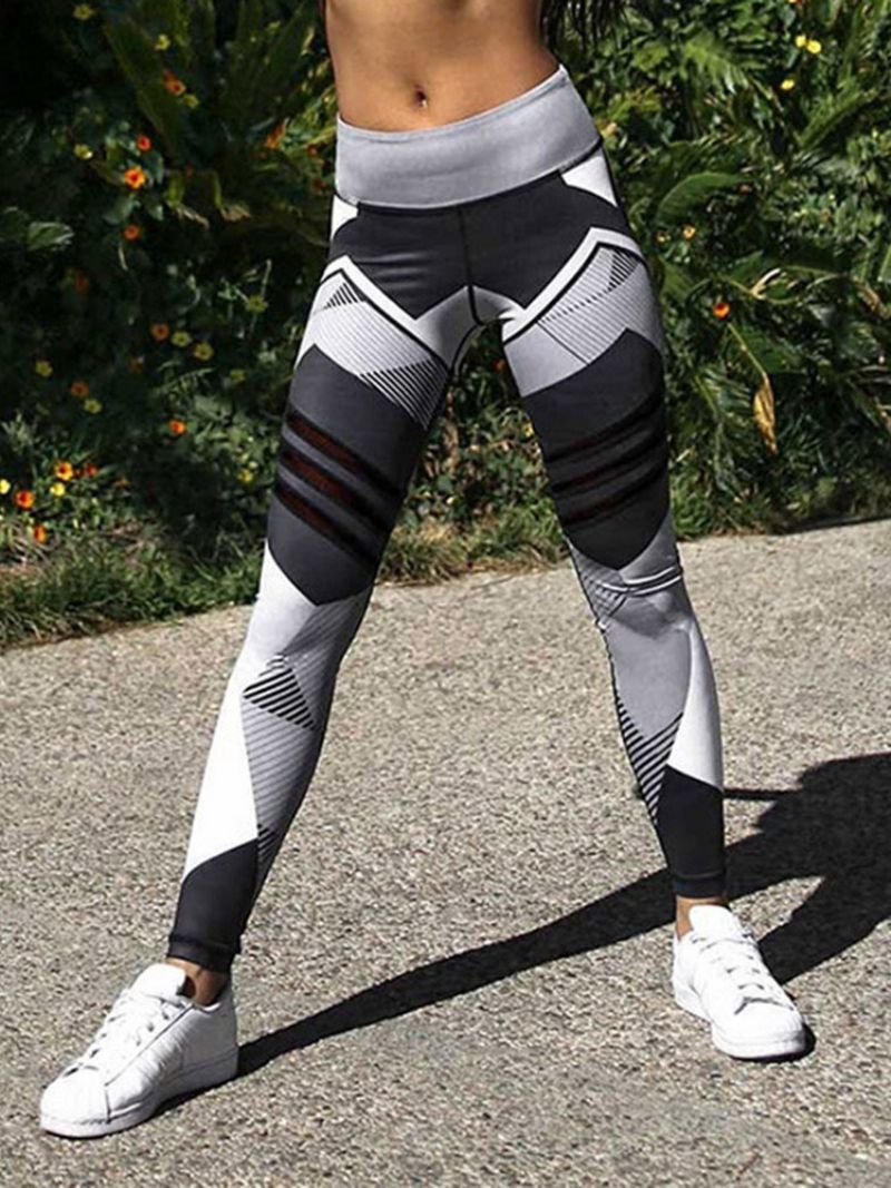 Quick Dry Color Block Polyester Yoga Fuld Længde Bukser Højtaljede Tiktok Leggings