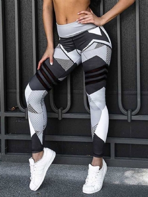 Quick Dry Color Block Polyester Yoga Fuld Længde Bukser Højtaljede Tiktok Leggings