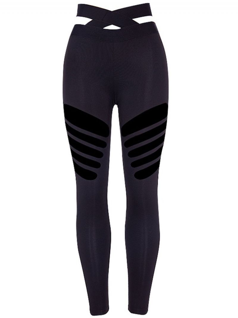 Solid Hollow Gym Sports Yoga Leggings I Fuld Længde