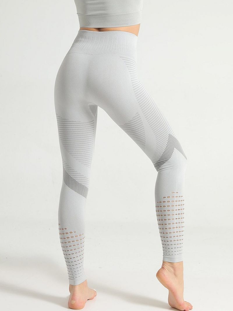 Solid Patchwork Nylon Anti-Sved Yogabukser I Fuld Længde Tiktok Leggings Med Høj Talje