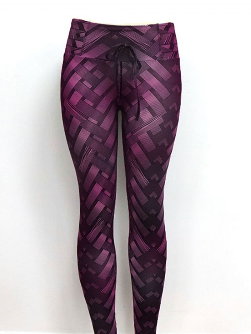 Solid Weave Print Dame Yoga Bukser Højtaljede Tiktok Leggings