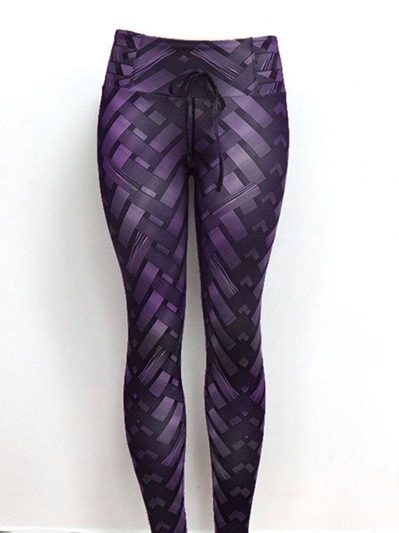 Solid Weave Print Dame Yoga Bukser Højtaljede Tiktok Leggings