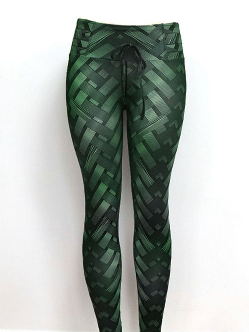 Solid Weave Print Dame Yoga Bukser Højtaljede Tiktok Leggings